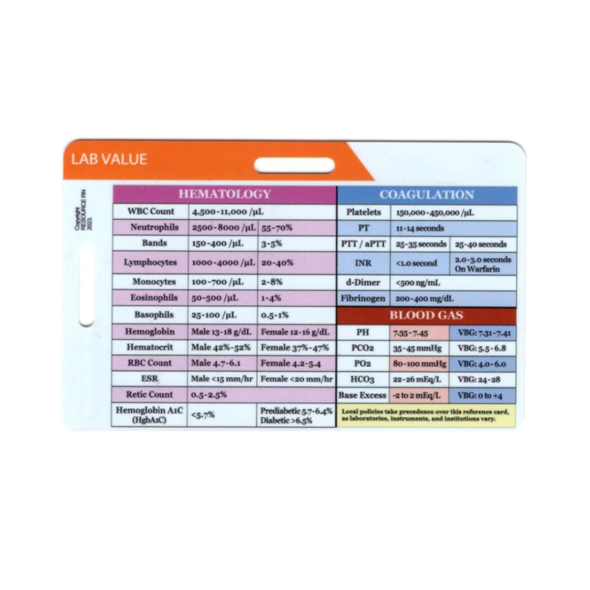 Medical Lab Values - AA77 NEW 혈액 검사 값 및