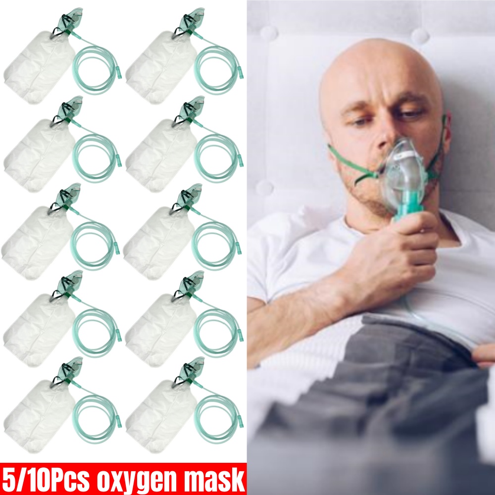 Oxygen Mask Non-Rebreather - 5-10개 일회용 성인용 고농도 산소 페이스