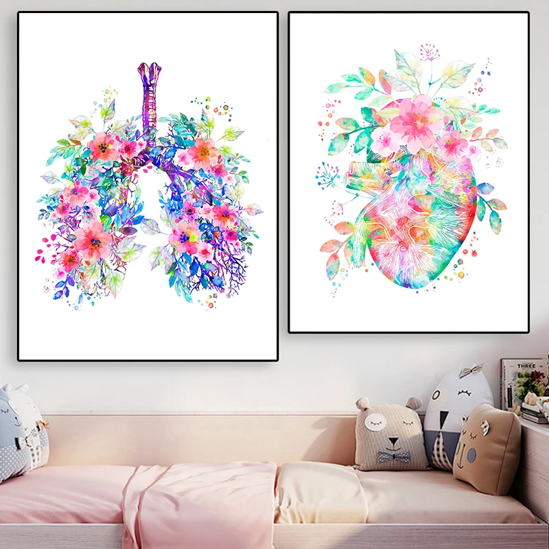 해부학 의료 포스터 꽃 기관 벽 예술 캔버스 그림 인류 - Medical Lab Posters 리뷰 및 가격