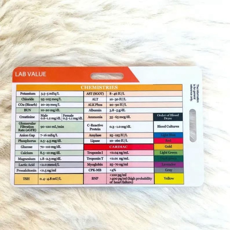실험실 검사값 및 혈액 채혈 순서 배지 카드, 간호사용 - Medical Lab Values 리뷰 및 가격