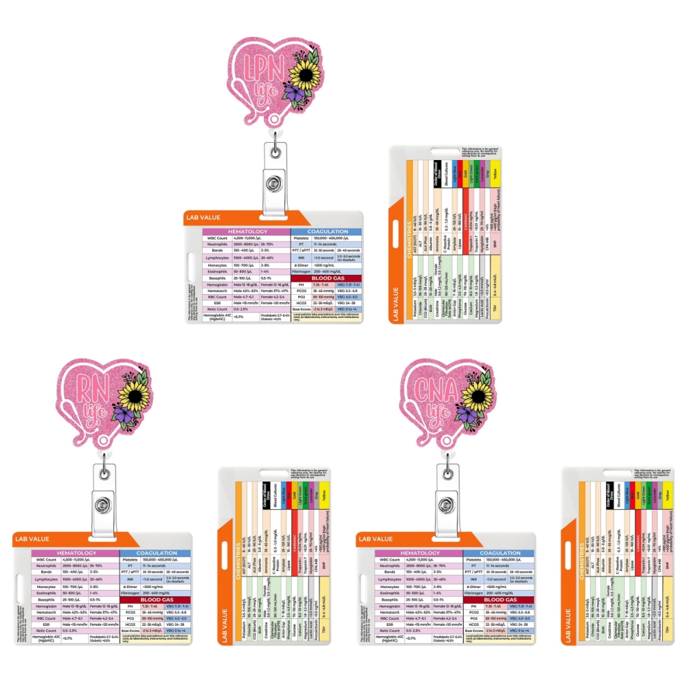 반짝이 아크릴 간호사 배지 릴, 실험실 값 표시 배지  - Medical Lab Values 리뷰 및 가격